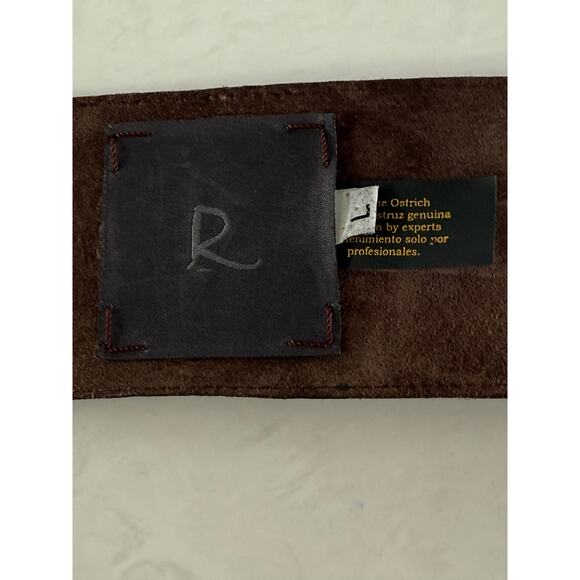 Genuine Ostrich Wide Leather Belt Womens Size Medium Dark‎ Brown - Picture 9 of 14